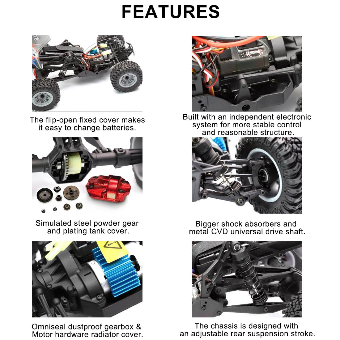 RGT 136163 1/16 4WD 2.4Ghz RC Racing Rear Straight Bridge Off-road Desert Truck