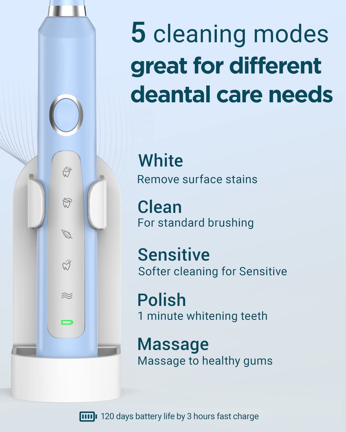 Sonic Electric Toothbrush for Adults - Rechargeable Electric Toothbrushes with 8 Brush Heads, & Travel Case,Teeth Whitening , Power Electric Toothbrush with Holder, Once Charge for 120 Days - H8 Pink