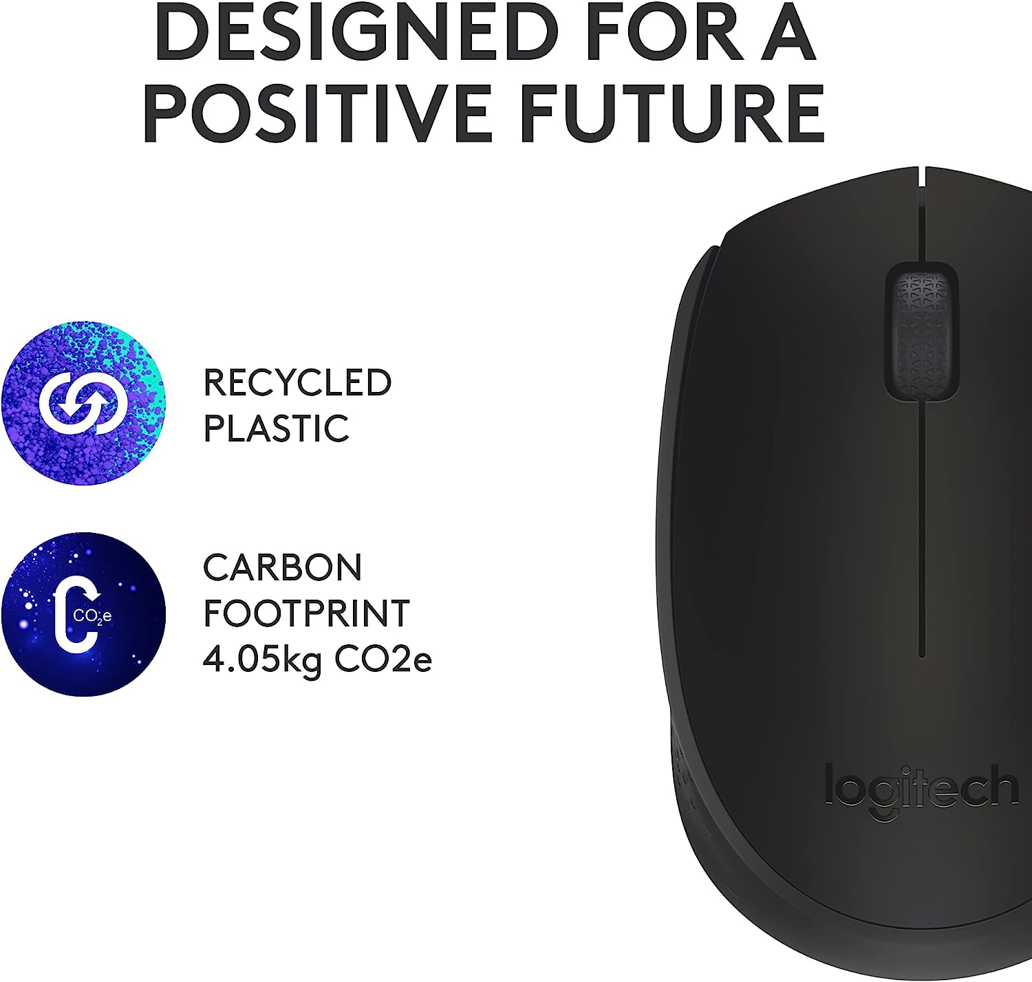 Logitech M170 Wireless Mouse for PC, Mac, Laptop, 2.4 GHz with USB Mini Receiver, Optical Tracking, 12-Months Battery Life, Ambidextrous - Blue Grey