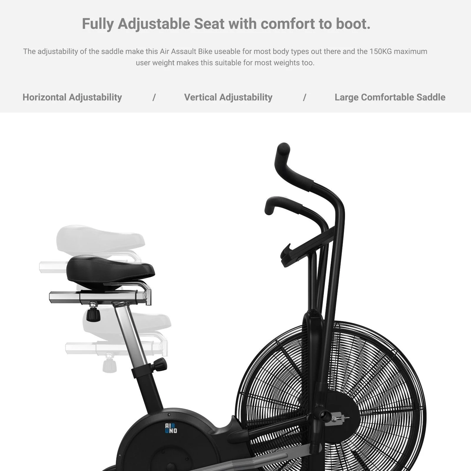 AirUno Air Assault Exercise Bike Cardio CrossTrain Fitness Cycle Heavy Duty MMA
