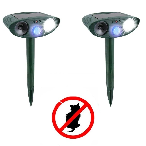 Cat Outdoor Deterrent Ultrasonic Repeller - Solar Powered Ultrasonic Animal & Pest Repellant