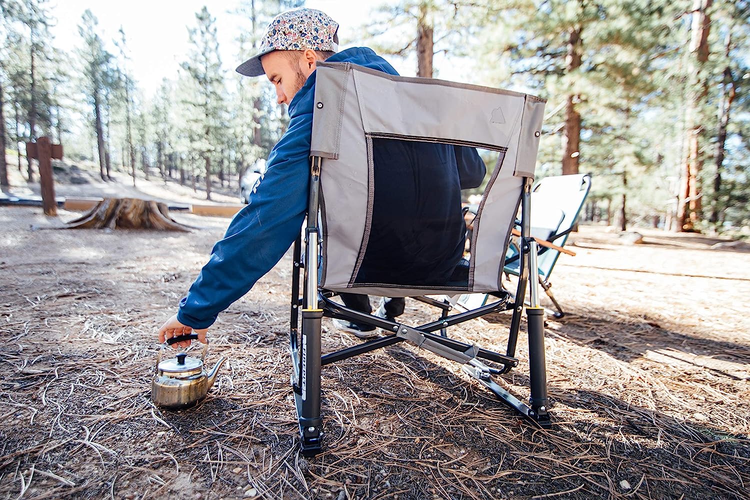 Outdoor Freestyle Rocker Portable Rocking Chair & Outdoor Camping Chair, ergonomic Nylon, Indigo Blue