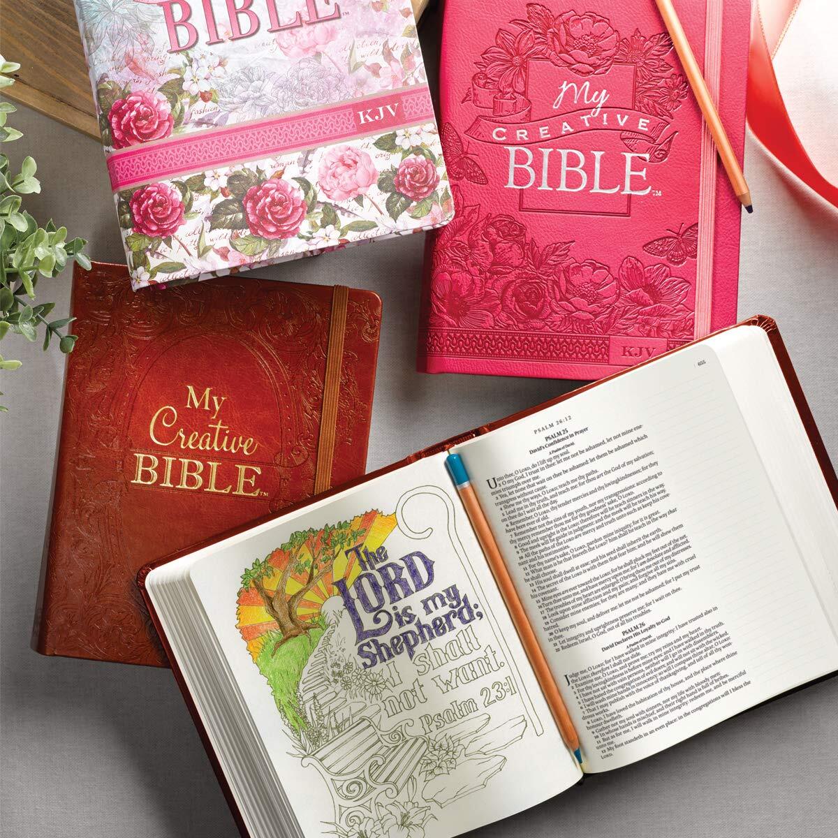 KJV Holy Bible, My Creative Bible, Faux Leather Flexcover - Ribbon Marker, King James Version, Pink Floral Flexibound – April 11, 2016