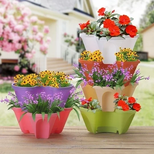 🌼Plant Festival Special 50% OFF-Stand Stacking Planters Strawberry Planting Pots