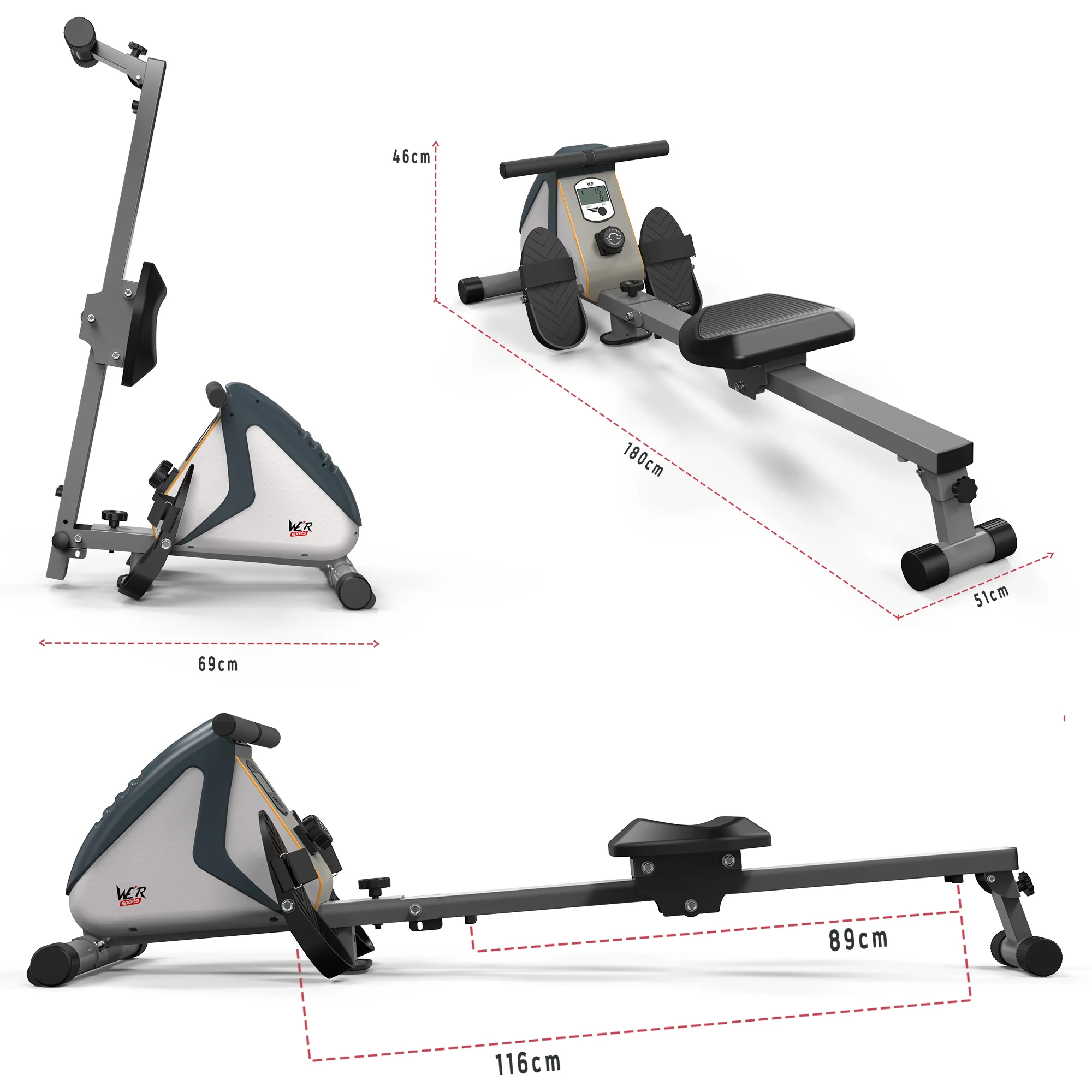 RevXtreme RowX 2 Magnetic Rowing Machine WHITE-SILVER