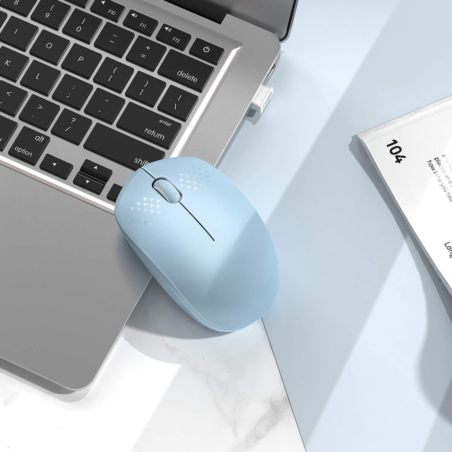 seenda Wireless Mouse, 2.4G Noiseless Mouse with USB Receiver - Portable Computer Mice for PC, Tablet, Laptop with Windows System - Mint Green