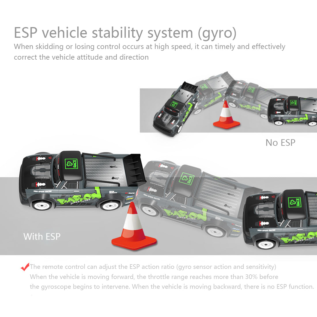 RC Car 1/16 50KM/H 4CH 4WD 2.4G Full Scale Brushless High-speed Racing Car Drifting RC Car with Front Lights - RTR Brushless Version