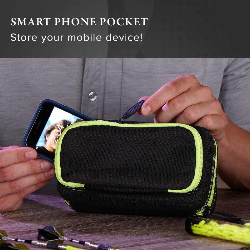Casemaster Plazma Pro Dart Case Black with Yellow Trim and Phone Pocket