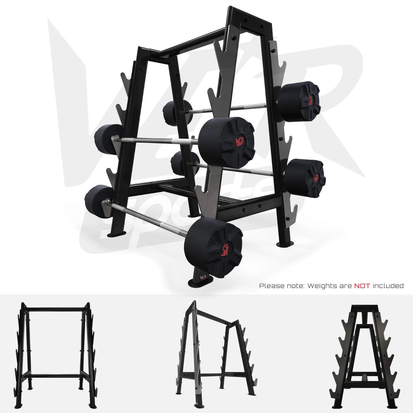 Hex Barbell Bar Storage Rack Stand Holds 10 Bars Gym Weight Rack