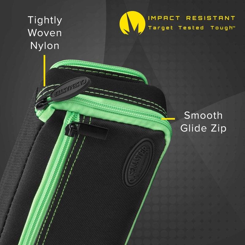 Casemaster Plazma Plus Dart Case Black with Green Trim and Phone Pocket