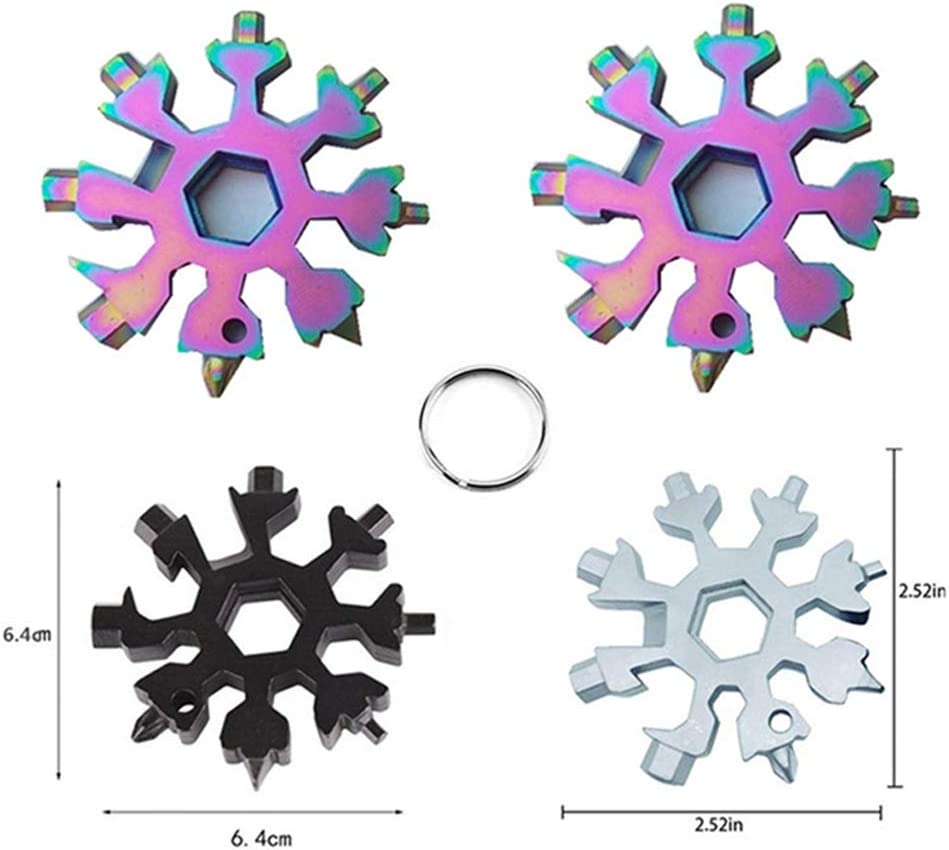 3 Pack Snowflake 18-in-1 Multi Tool, Stainless Steel Snowflake Bottle Opener/Flat Phillips Screwdriver Kit/Wrench, Durable and Portable to Take