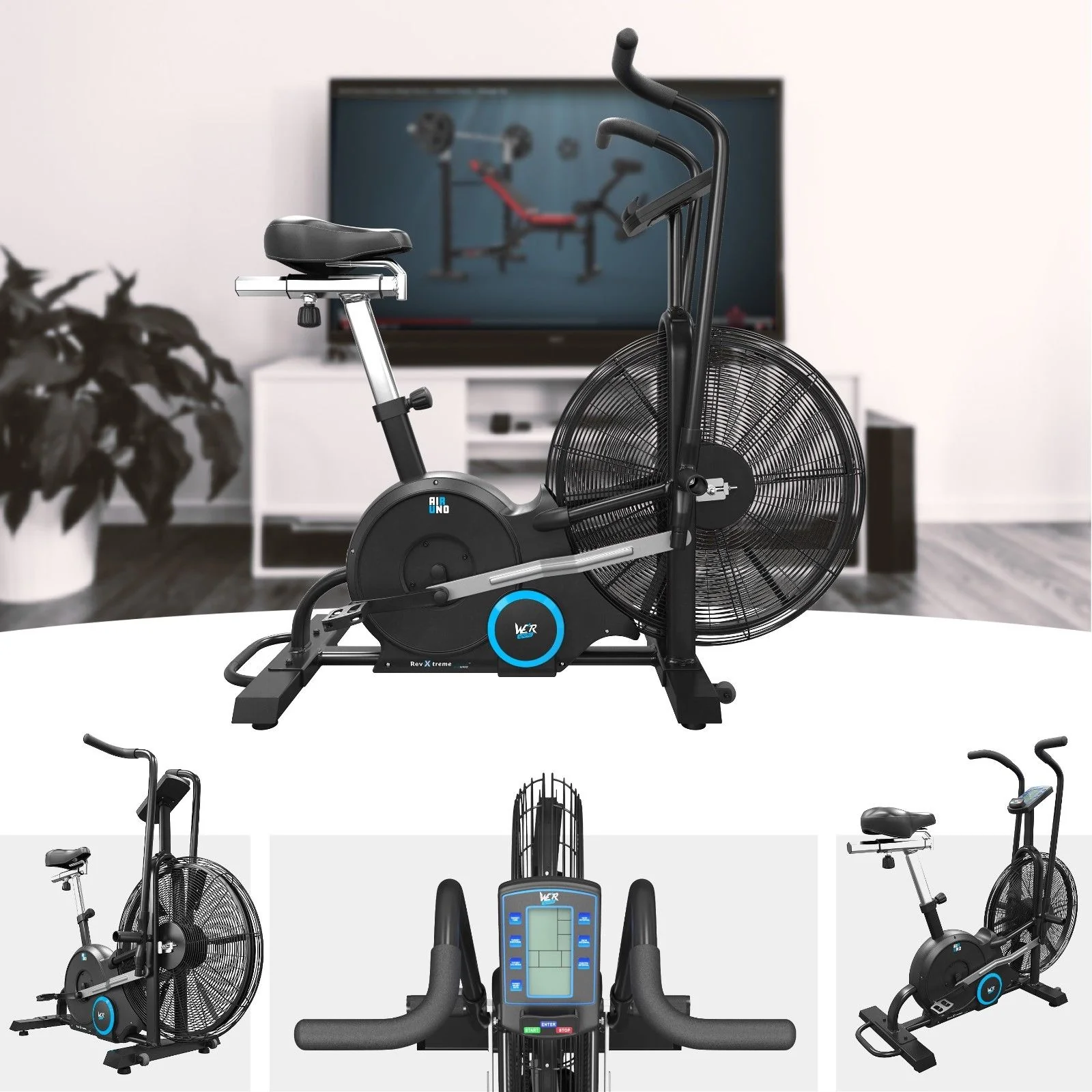AirUno Air Assault Exercise Bike Cardio CrossTrain Fitness Cycle Heavy Duty MMA