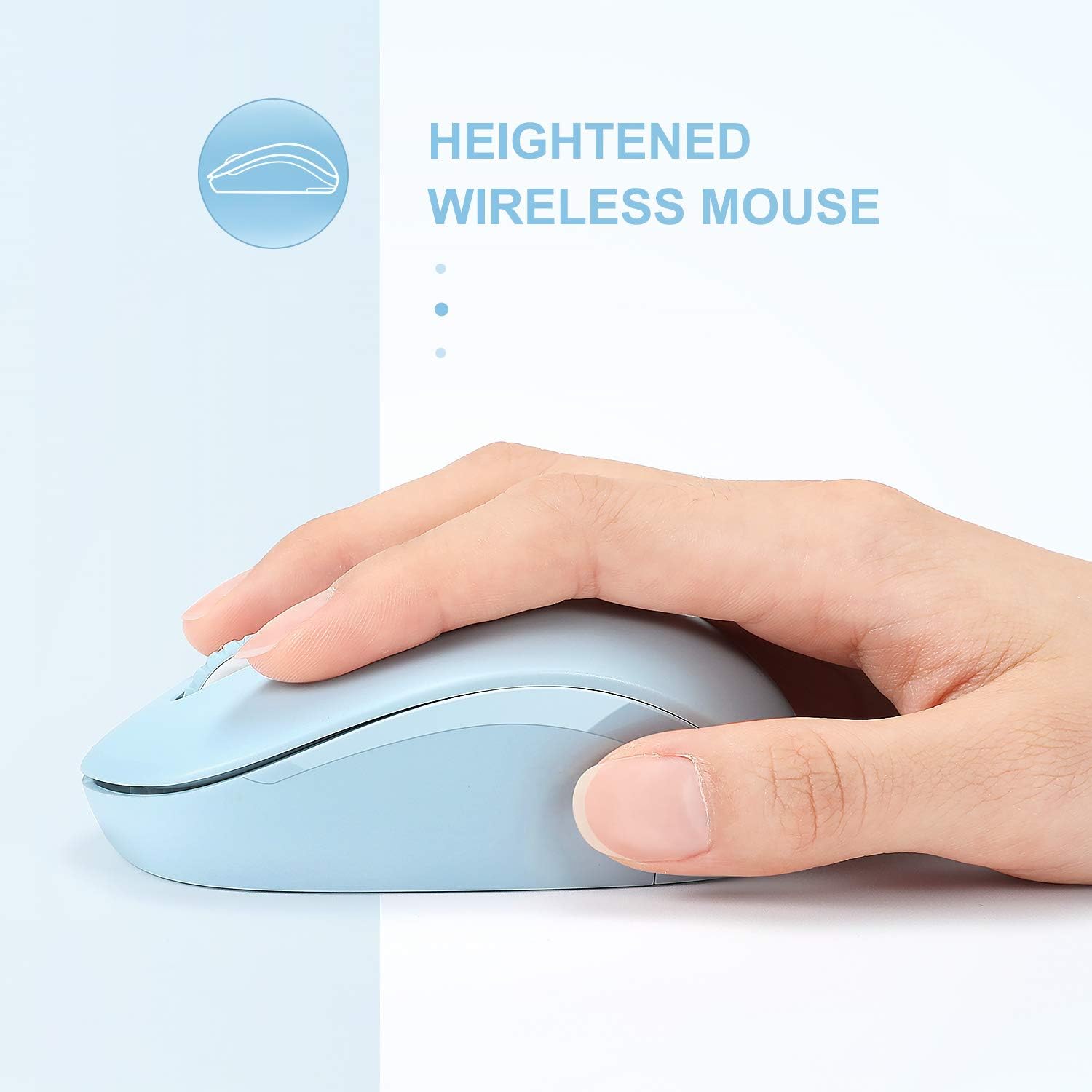 seenda Wireless Mouse, 2.4G Noiseless Mouse with USB Receiver - Portable Computer Mice for PC, Tablet, Laptop with Windows System - Mint Green