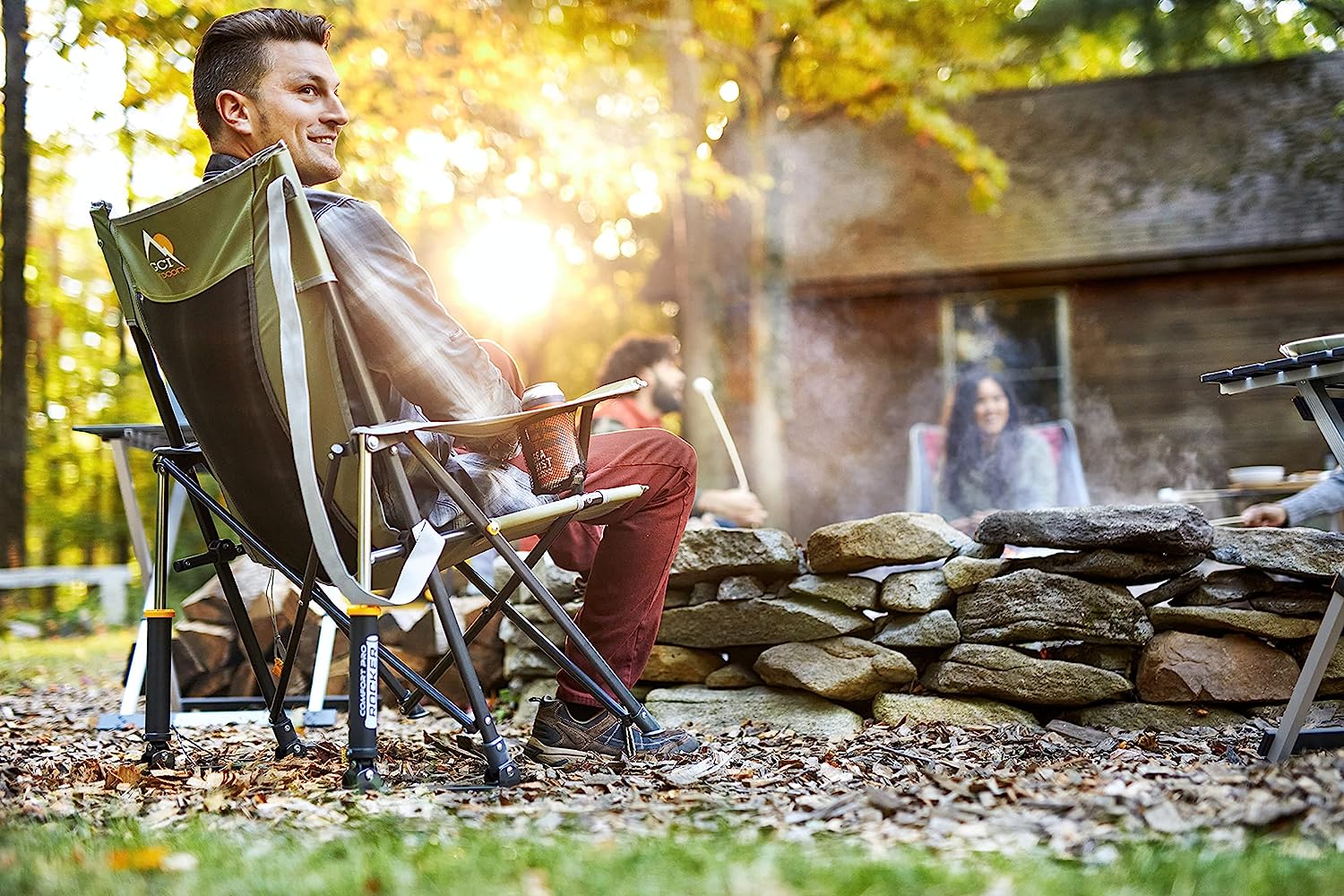 Outdoor Freestyle Rocker Portable Rocking Chair & Outdoor Camping Chair, ergonomic Nylon, Indigo Blue