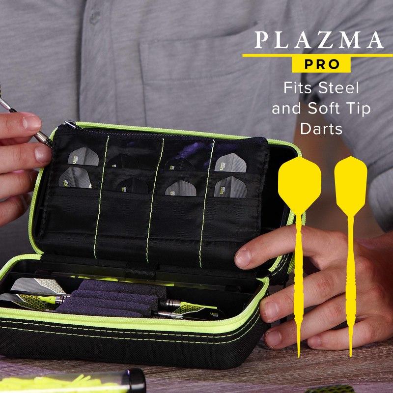 Casemaster Plazma Pro Dart Case Black with Yellow Trim and Phone Pocket
