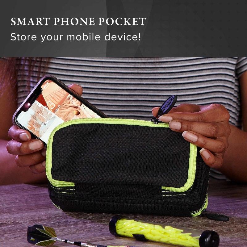 Casemaster Plazma Plus Dart Case Black with Yellow Trim and Phone Pocket