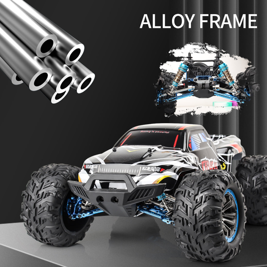 RC Car 1/10 4WD 2.4G 70KM/H Metal Brushless High-speed Off-road Vehicle All-terrain Electric Climbing RC Car Monster Truck Model Toy - Black