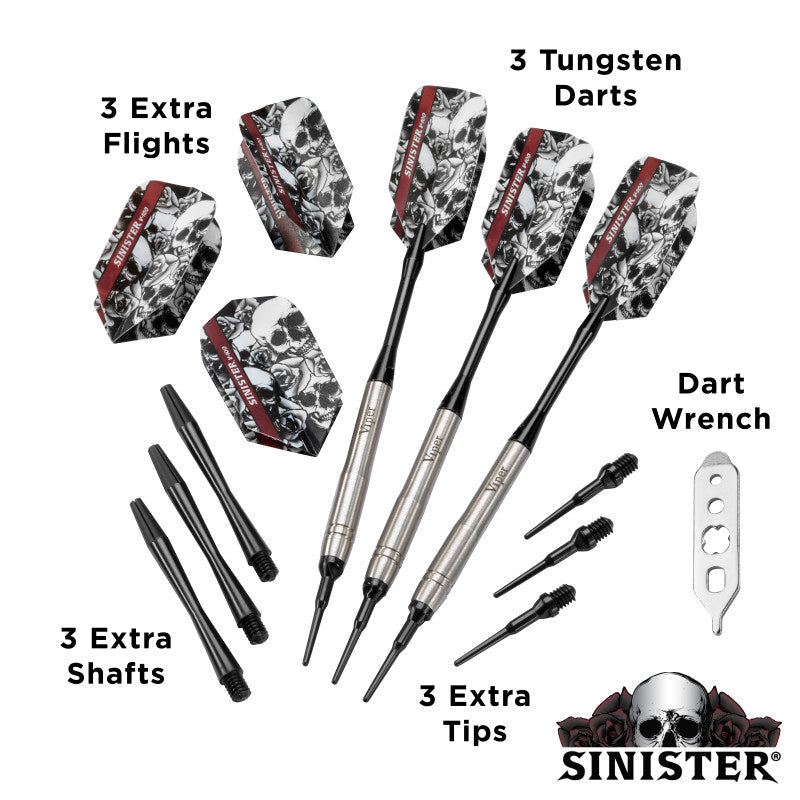 Viper Sinister Darts 95% Tungsten Soft Tip Darts Grooved Barrel 18 Grams