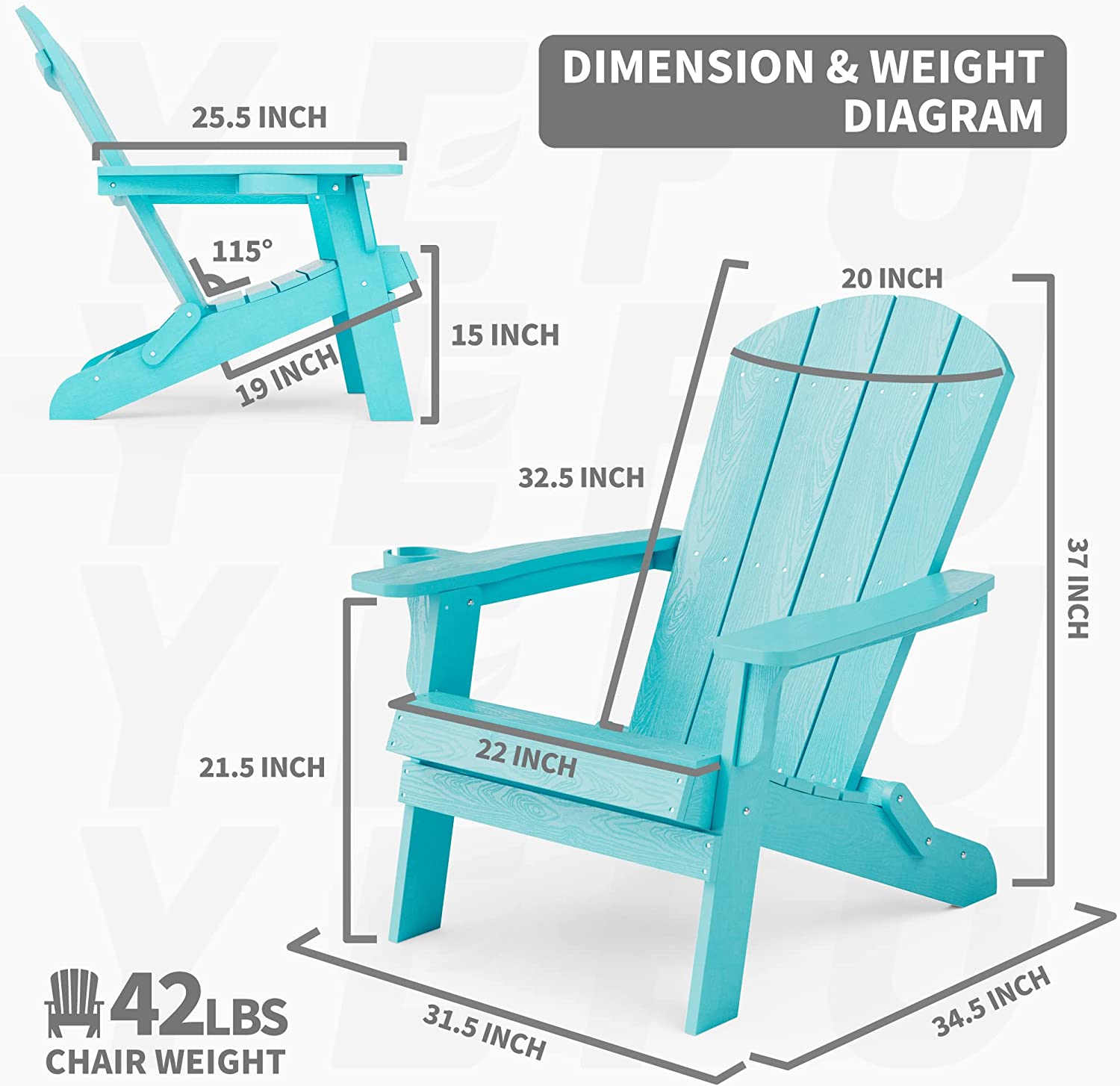 Adirondack Chair ,Patio Chairs 5 Steps Easy Installation,Widely Used in Outdoor, Fire Pit, Deck, Outside, Garden, Campfire Chairs