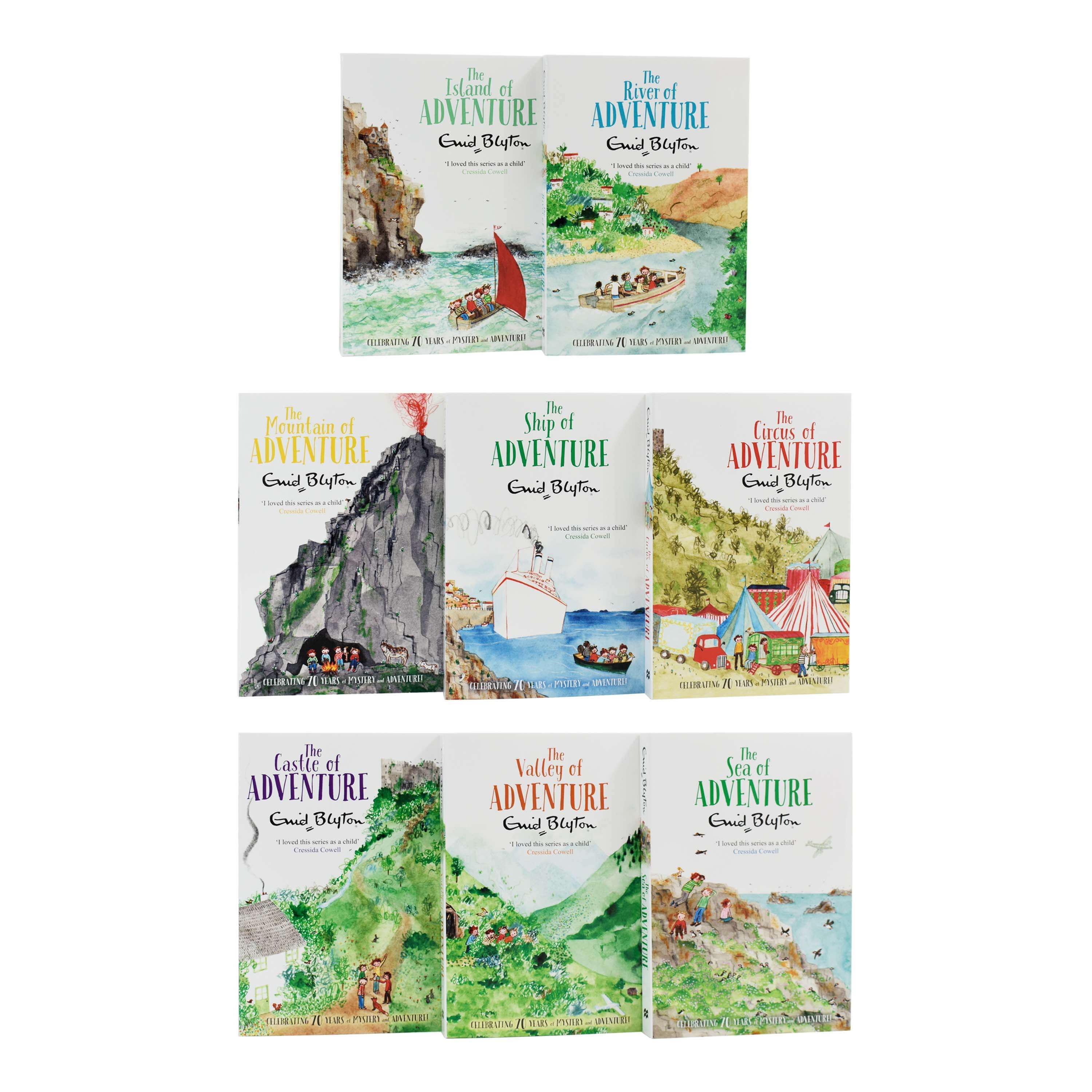 Enid Blyton Adventure Series 8 Books Collection (Mountain, Sea, River, Circus, Valley, Ship, Castle, Island) - Ages 9-14 - Paperback