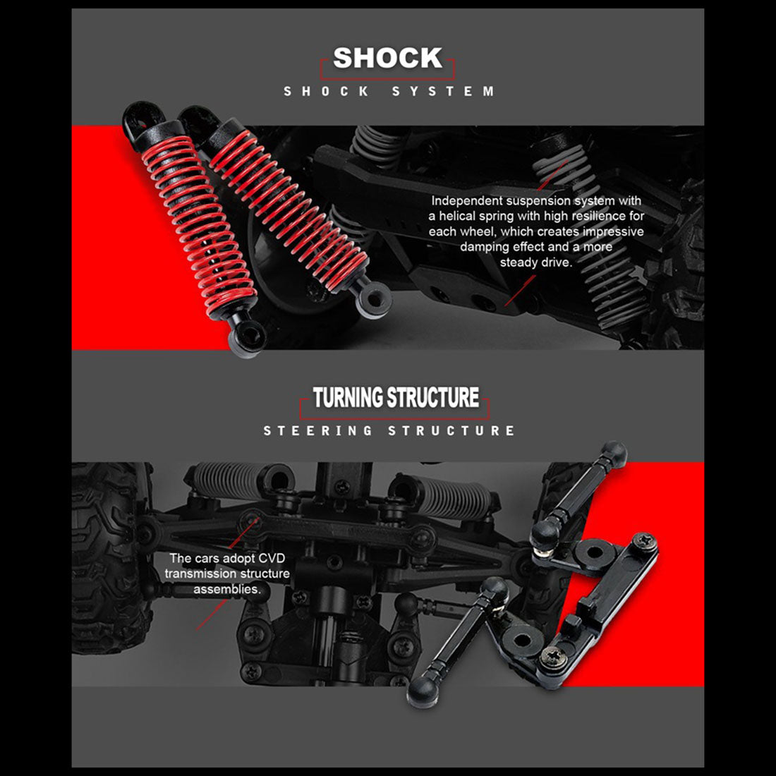 SUBOTECH BG1511 1:22 2.4G Electric RC Car 4 x 4 45KM/H High Speed Desert Off-road Vehicle - RTR