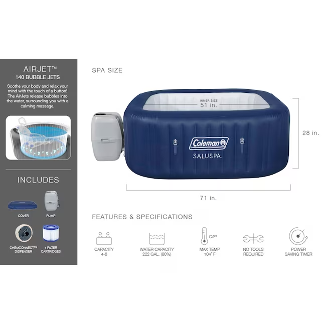 🔥Big Promotion - Coleman Inflatable Spa Hot 🛀Tub 4-6 Person