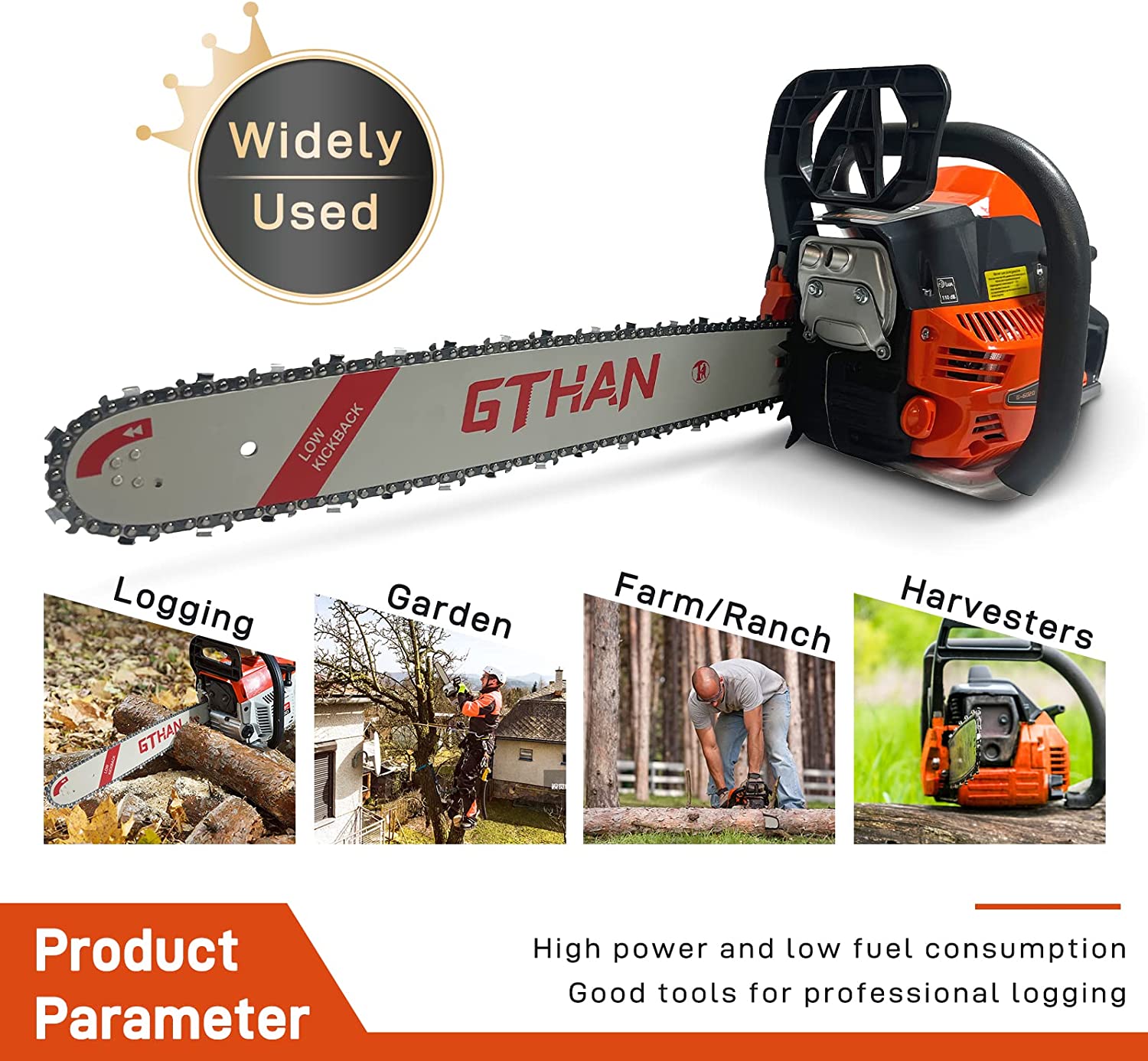 Gas Chainsaw 60cc 2-Cycle Gasoline Powered Chainsaws 20-Inch Professional Power Chain Saws For Forest Cutting Trees, Wood, Garden and Farm Use