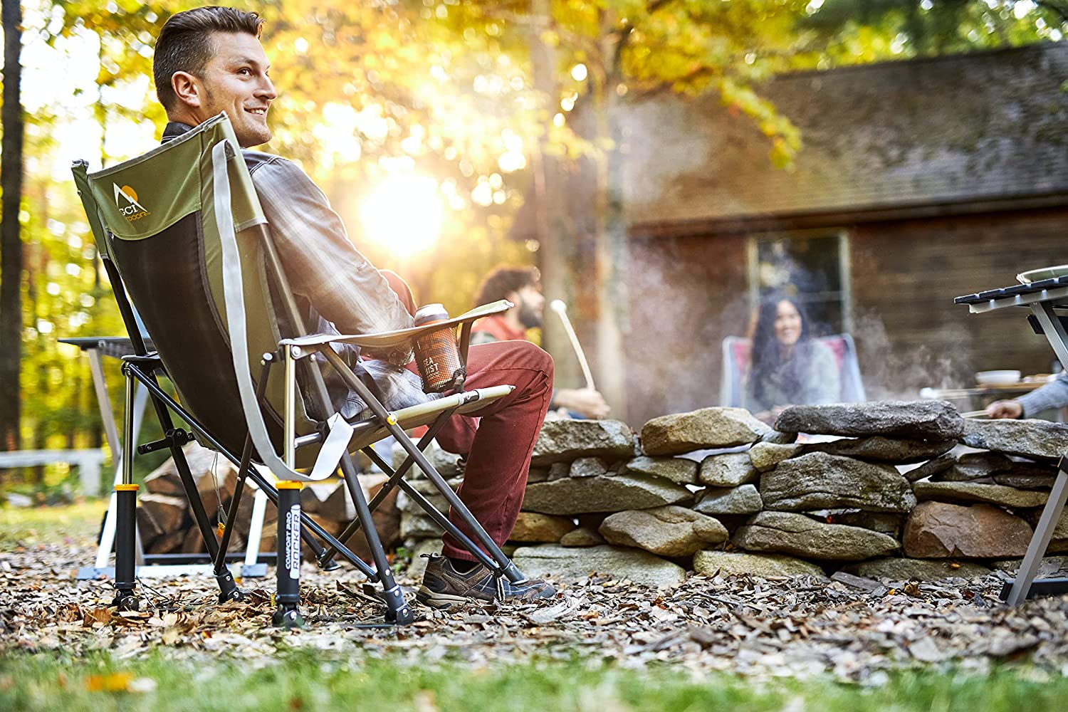 Outdoor Freestyle Rocker Portable Rocking Chair & Outdoor Camping Chair, ergonomic Nylon, Indigo Blue