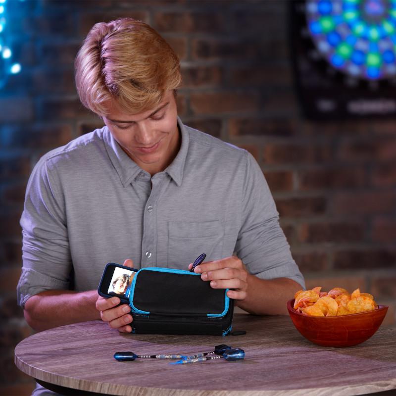 Casemaster Plazma Plus Dart Case Black with Blue Trim and Phone Pocket