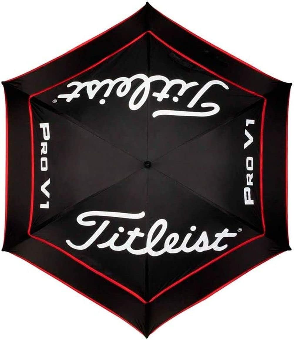 Tour Double Canopy Golf Umbrella Black/Black/Red