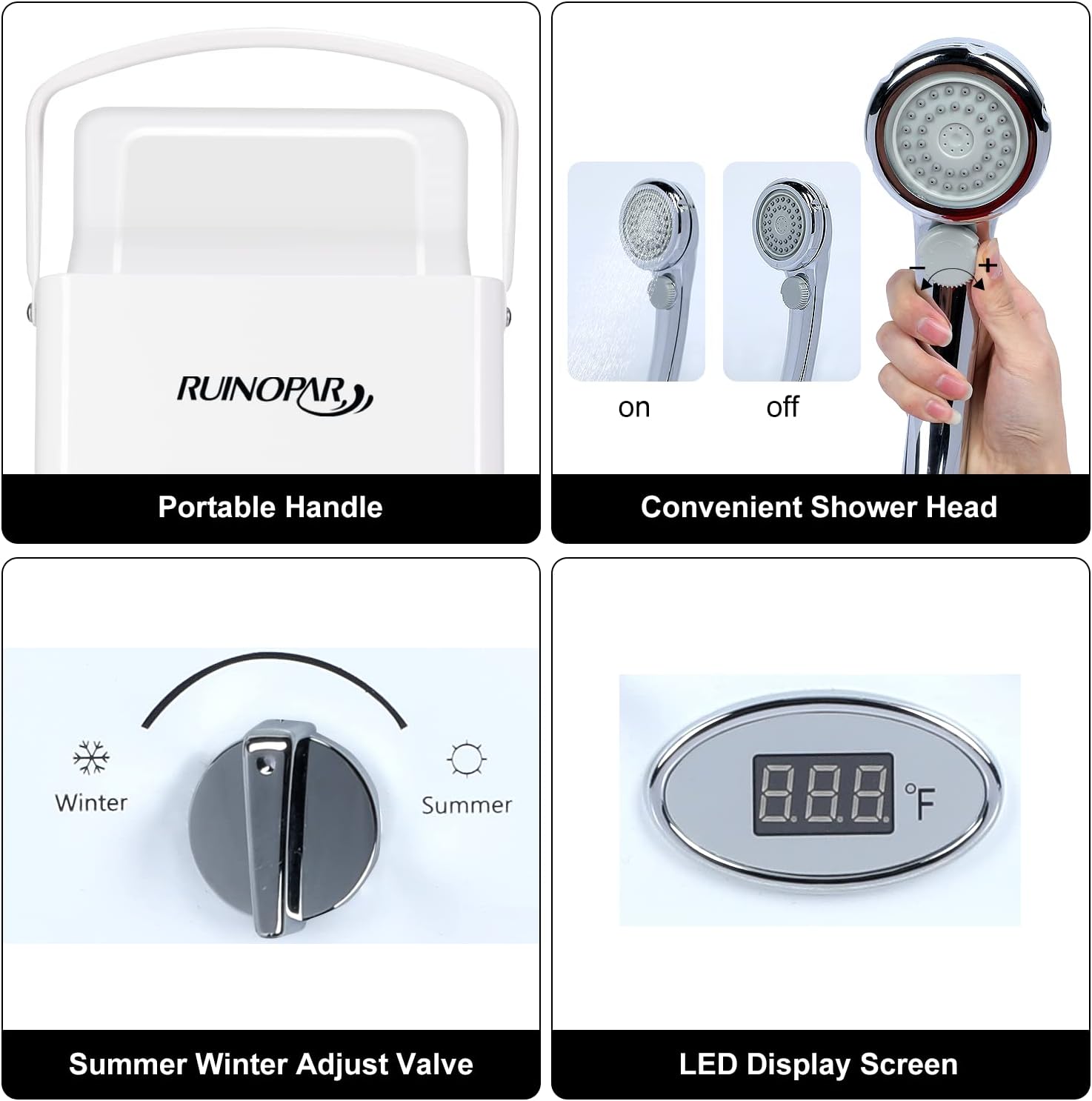 Portable Water Heater Propane Tankless - 6L 1.58GPM RV on demand Hot Gas Outdoor Digital Display Water Heater for Camping ,Boat,Cabins