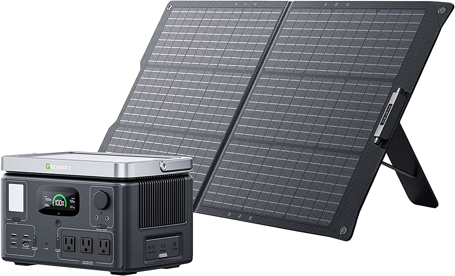 GROWATT Portable Power Station Generators: VITA550 Solar Generator (Solar Panel Optional) with 538Wh LiFePO4 Battery,1 Hour Fast Charging, 600W (1200W Surge) Output for Outdoor Camping/RVs/Home Use