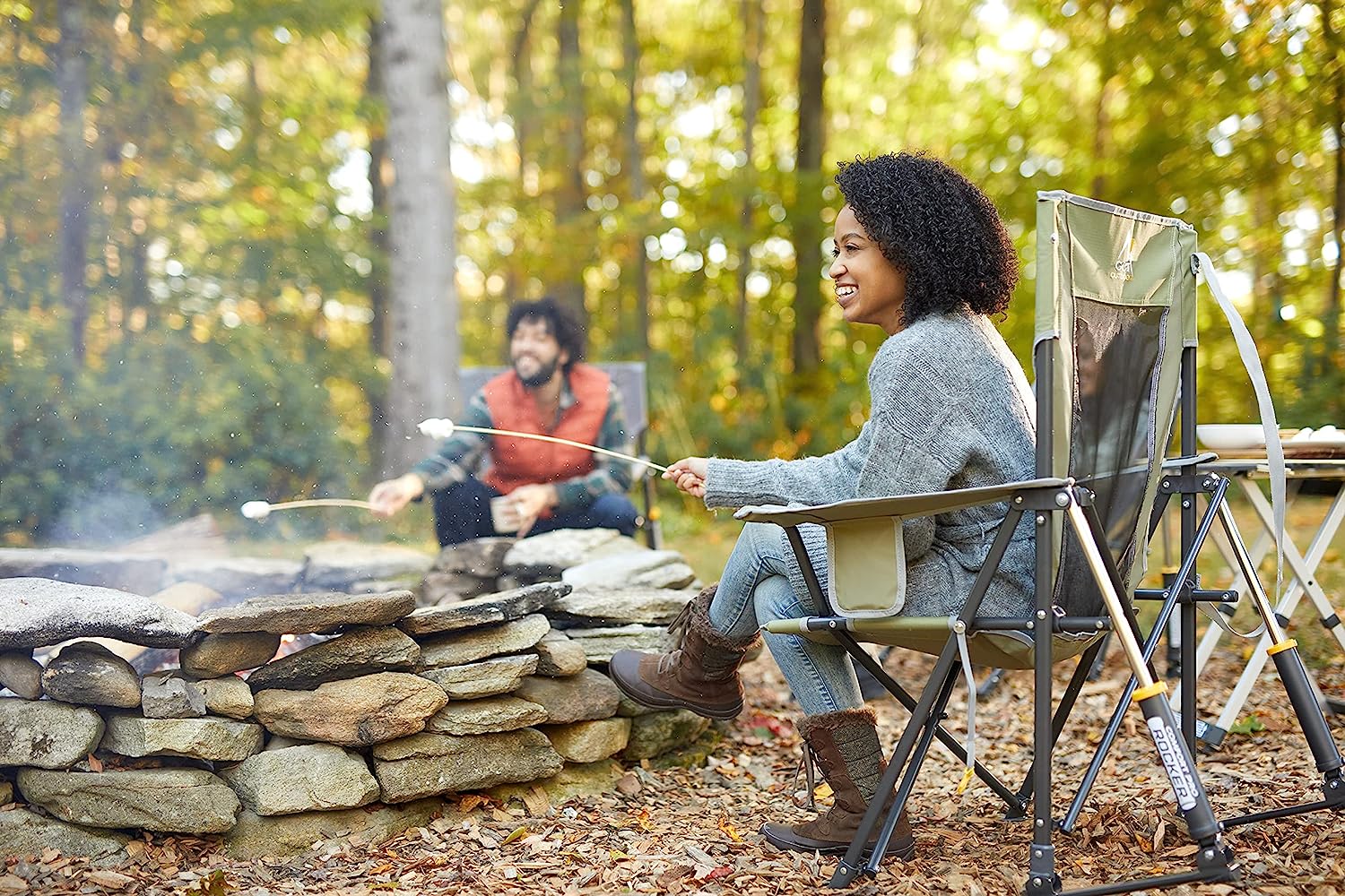 Outdoor Freestyle Rocker Portable Rocking Chair & Outdoor Camping Chair, ergonomic Nylon, Indigo Blue