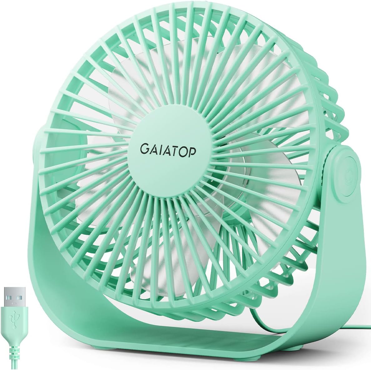 Gaiatop USB Desk Fan, 3 Speeds Portable Small Fan with Strong Airflow, 5.5 Inch Quiet Table Fan, 90° Rotate Personal Cooling Fan For Bedroom Home Office Desktop Travel (Black)