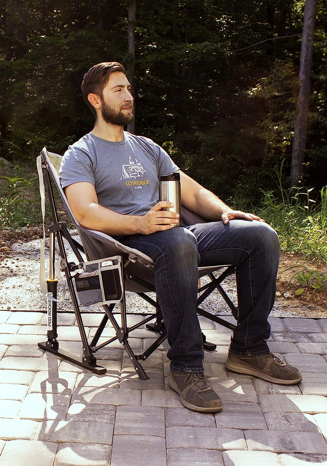 Outdoor Freestyle Rocker Portable Rocking Chair & Outdoor Camping Chair, ergonomic Nylon, Indigo Blue