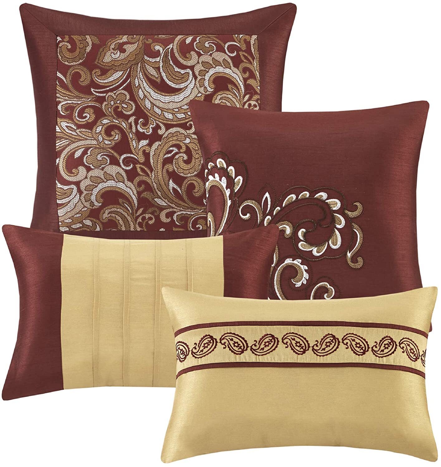 Master Bedroom 24 Piece Room in a Bag Faux Silk Comforter Jacquard Paisley Design Matching Curtains - Down Alternative Hypoallergenic