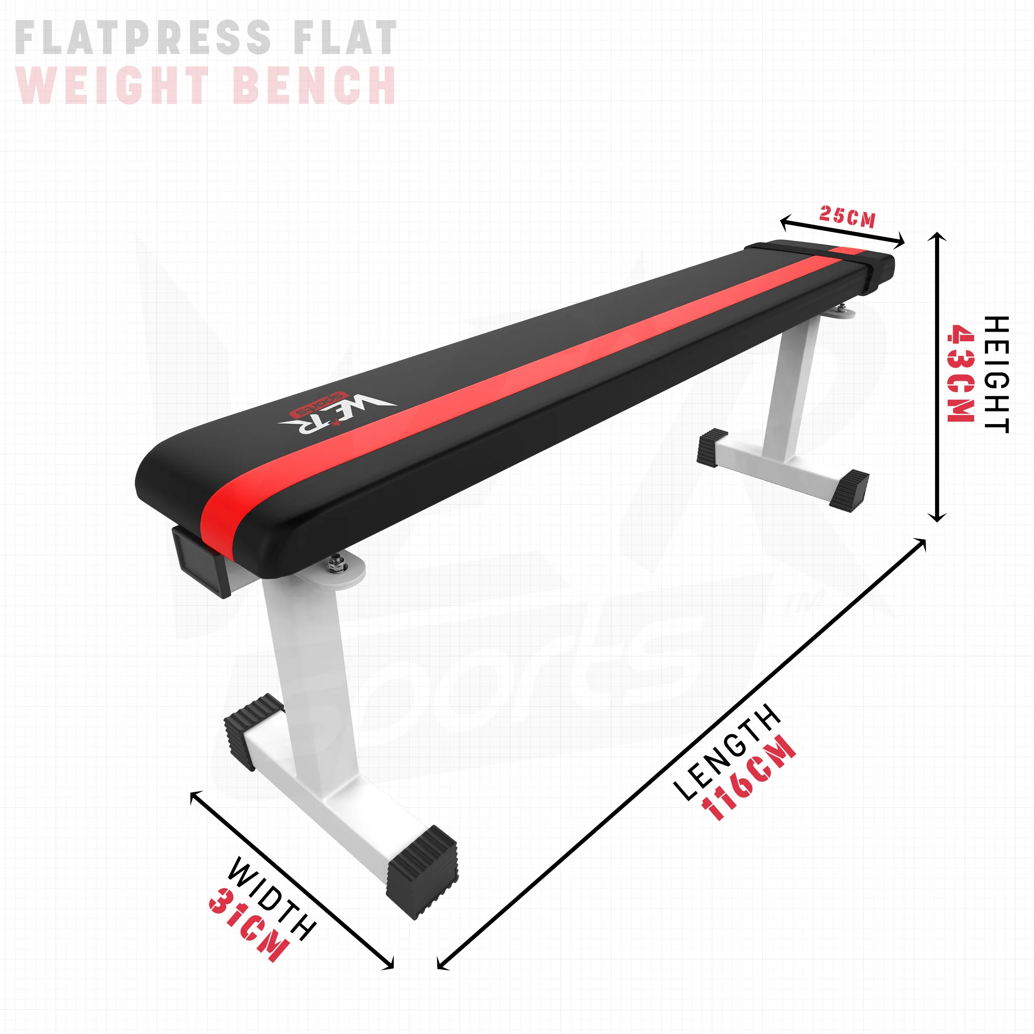 FlatPress Flat Weight Bench WHITE-RED
