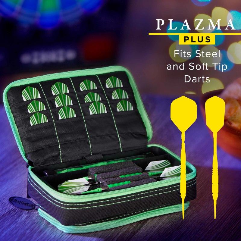 Casemaster Plazma Plus Dart Case Black with Green Trim and Phone Pocket