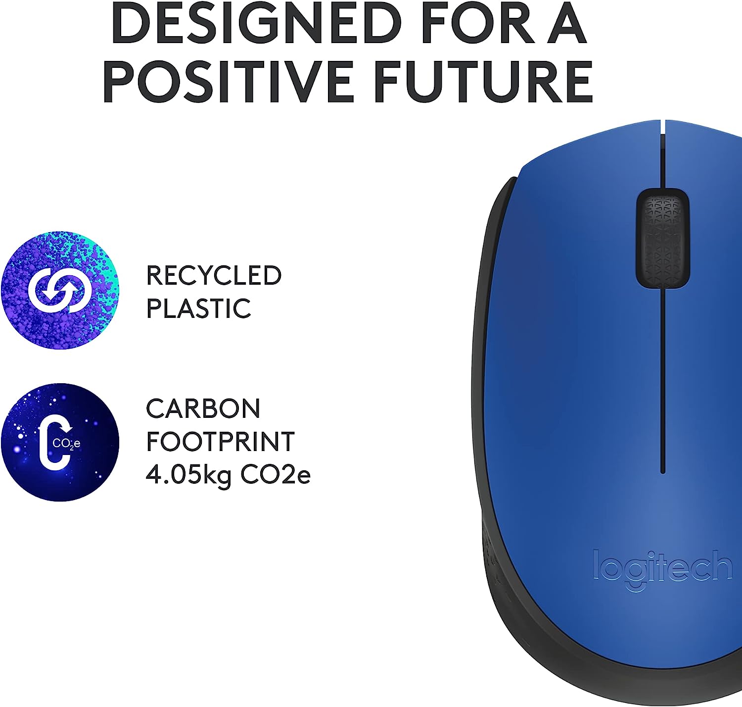 Logitech M170 Wireless Mouse for PC, Mac, Laptop, 2.4 GHz with USB Mini Receiver, Optical Tracking, 12-Months Battery Life, Ambidextrous - Blue Grey