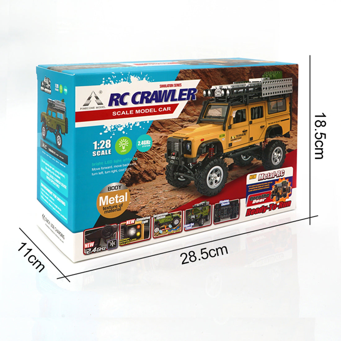 1/28 RC Climbing Car 2.4G 4WD RC Electric Car Mini Alloy Off-road Climbing Car with LED Car Lamp
