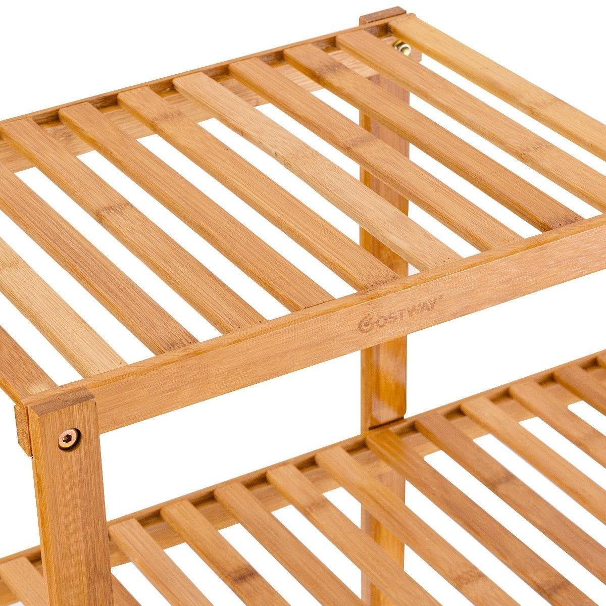 5 Tier Multifunctional Bamboo Shelf Rock Plant Display Stand (12 Pots)