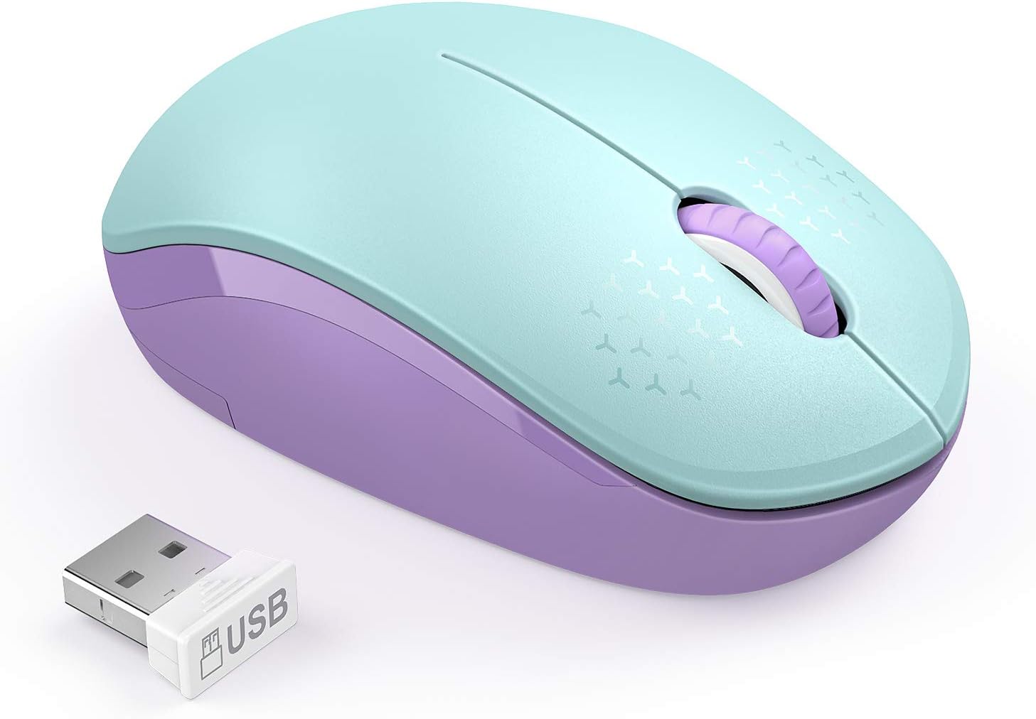 seenda Wireless Mouse, 2.4G Noiseless Mouse with USB Receiver - Portable Computer Mice for PC, Tablet, Laptop with Windows System - Mint Green