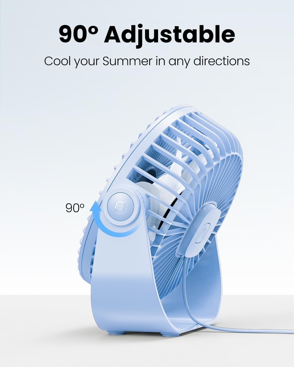 Gaiatop USB Desk Fan, 3 Speeds Portable Small Fan with Strong Airflow, 5.5 Inch Quiet Table Fan, 90° Rotate Personal Cooling Fan For Bedroom Home Office Desktop Travel (Black)