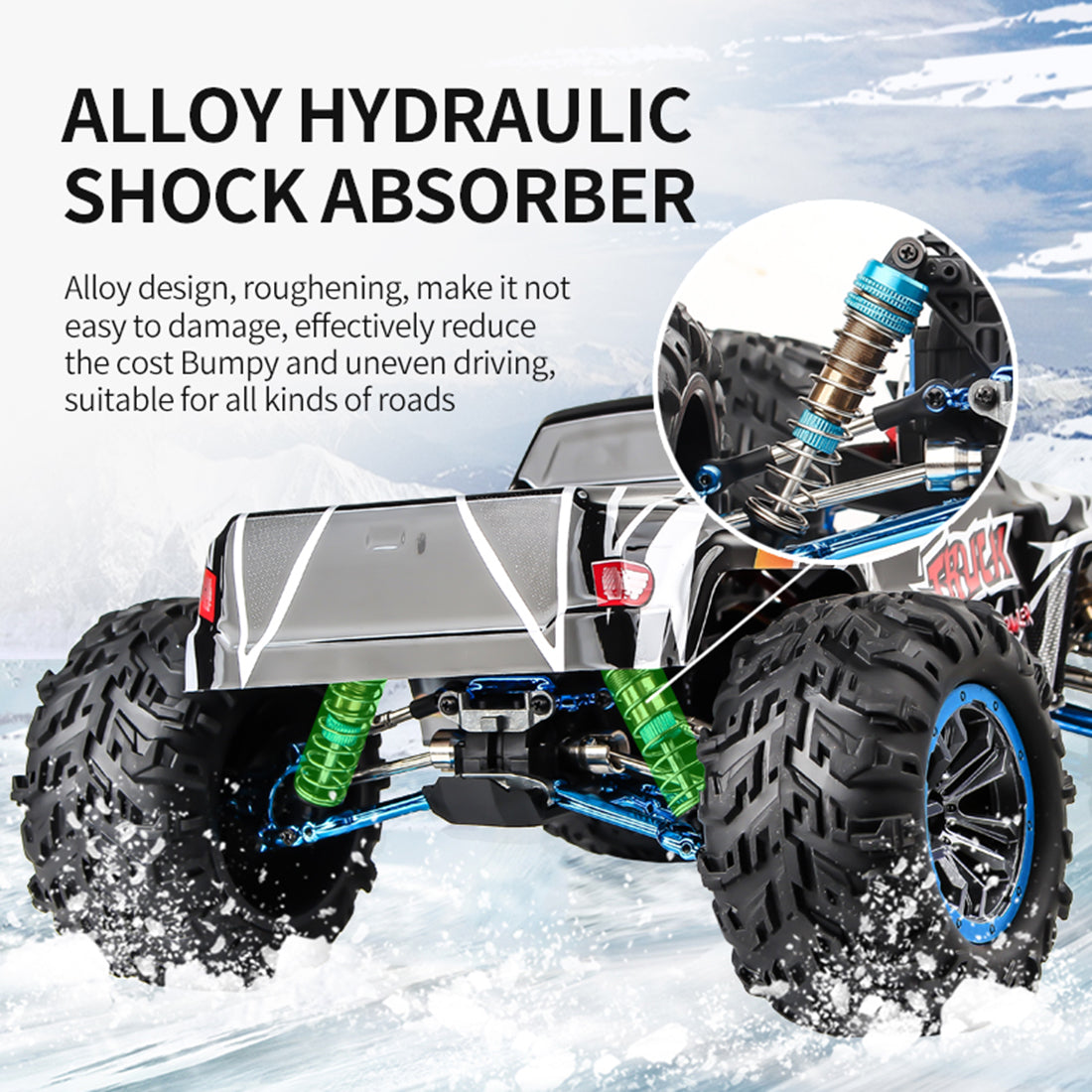 RC Car 1/10 4WD 2.4G 70KM/H Metal Brushless High-speed Off-road Vehicle All-terrain Electric Climbing RC Car Monster Truck Model Toy - Black