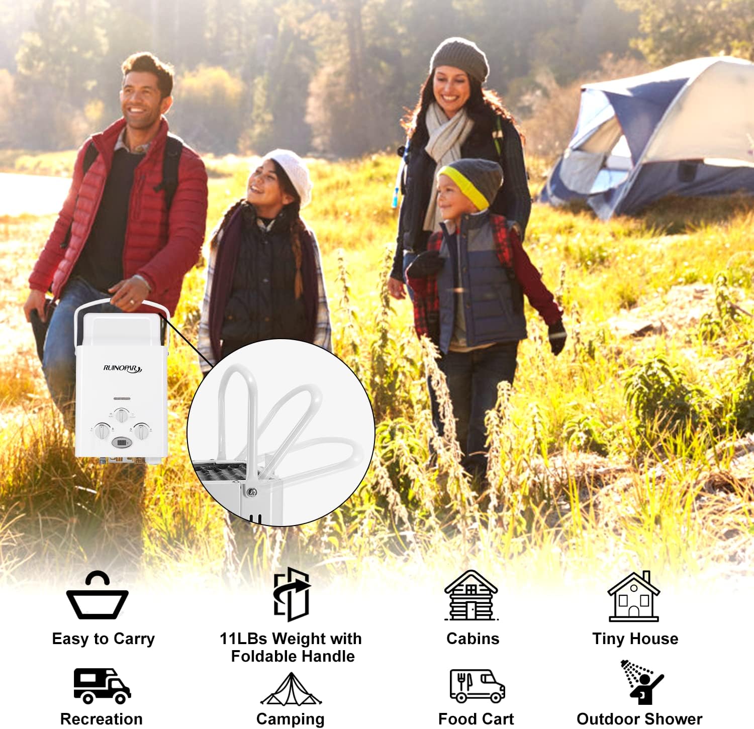Portable Water Heater Propane Tankless - 6L 1.58GPM RV on demand Hot Gas Outdoor Digital Display Water Heater for Camping ,Boat,Cabins