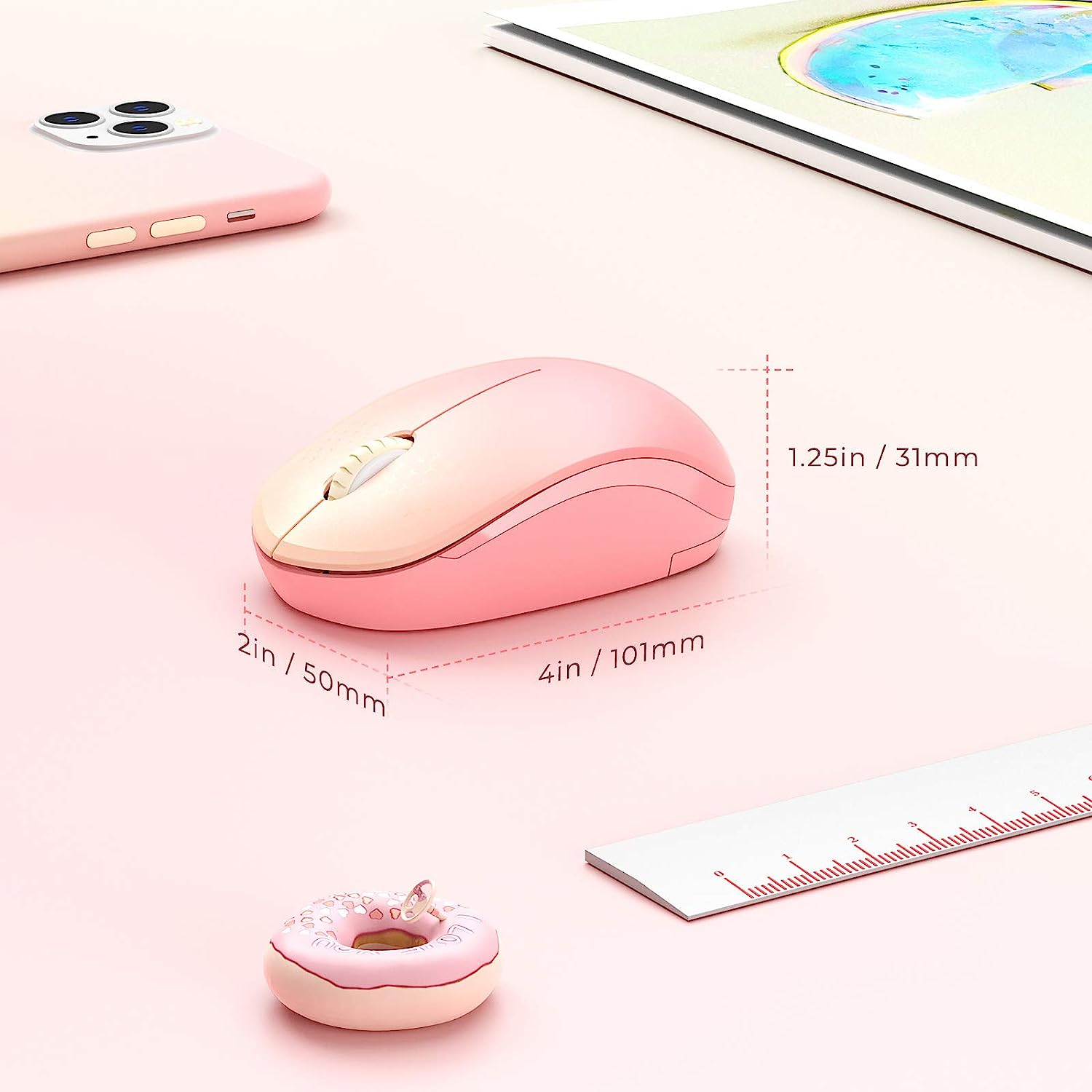 seenda Wireless Mouse, 2.4G Noiseless Mouse with USB Receiver - Portable Computer Mice for PC, Tablet, Laptop with Windows System - Mint Green