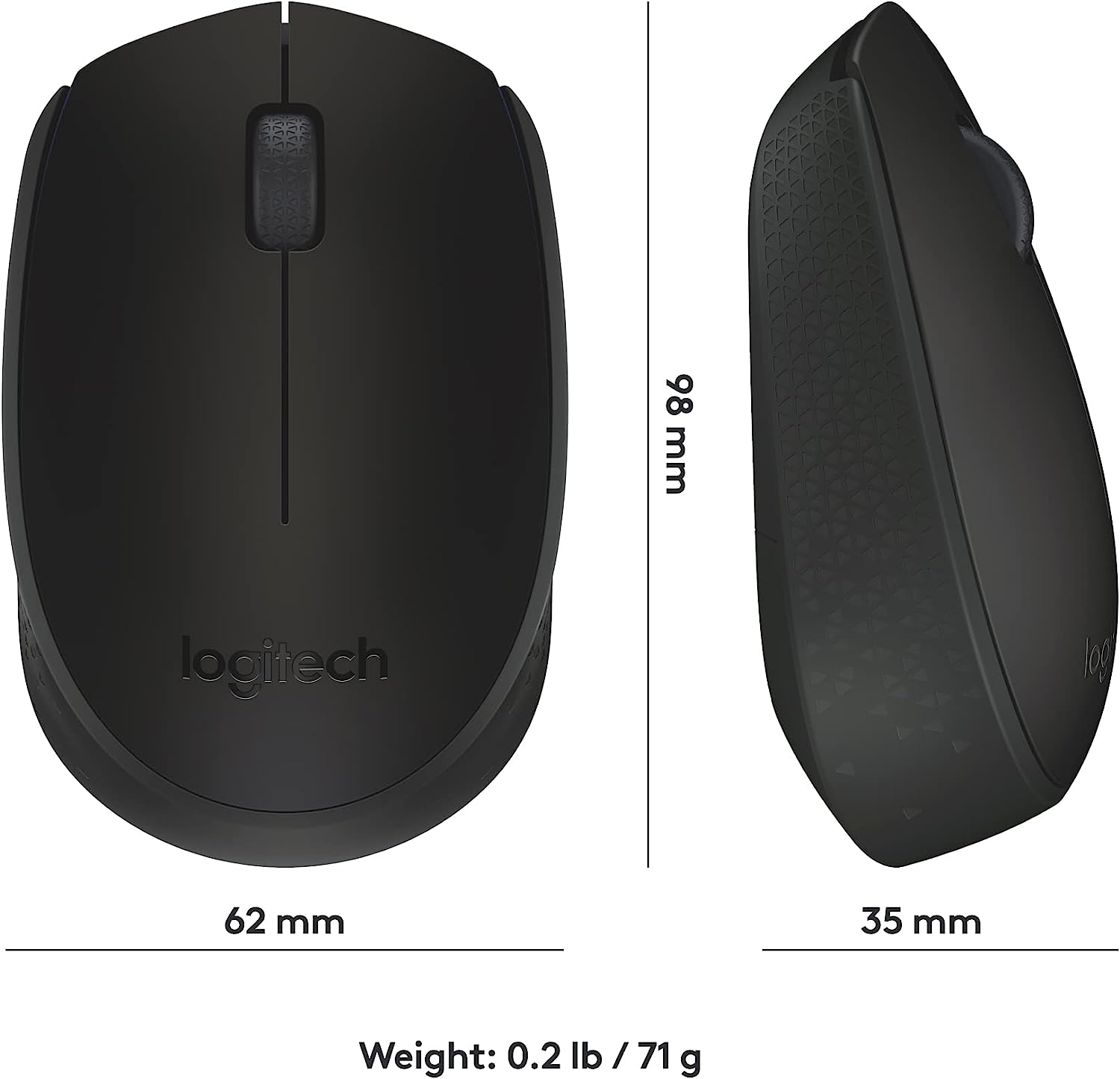 Logitech M170 Wireless Mouse for PC, Mac, Laptop, 2.4 GHz with USB Mini Receiver, Optical Tracking, 12-Months Battery Life, Ambidextrous - Blue Grey