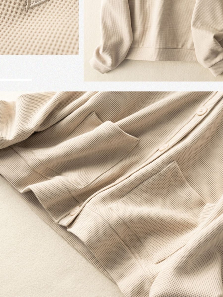 100% Natural Fabric V Neck Casual Cardigan Coat