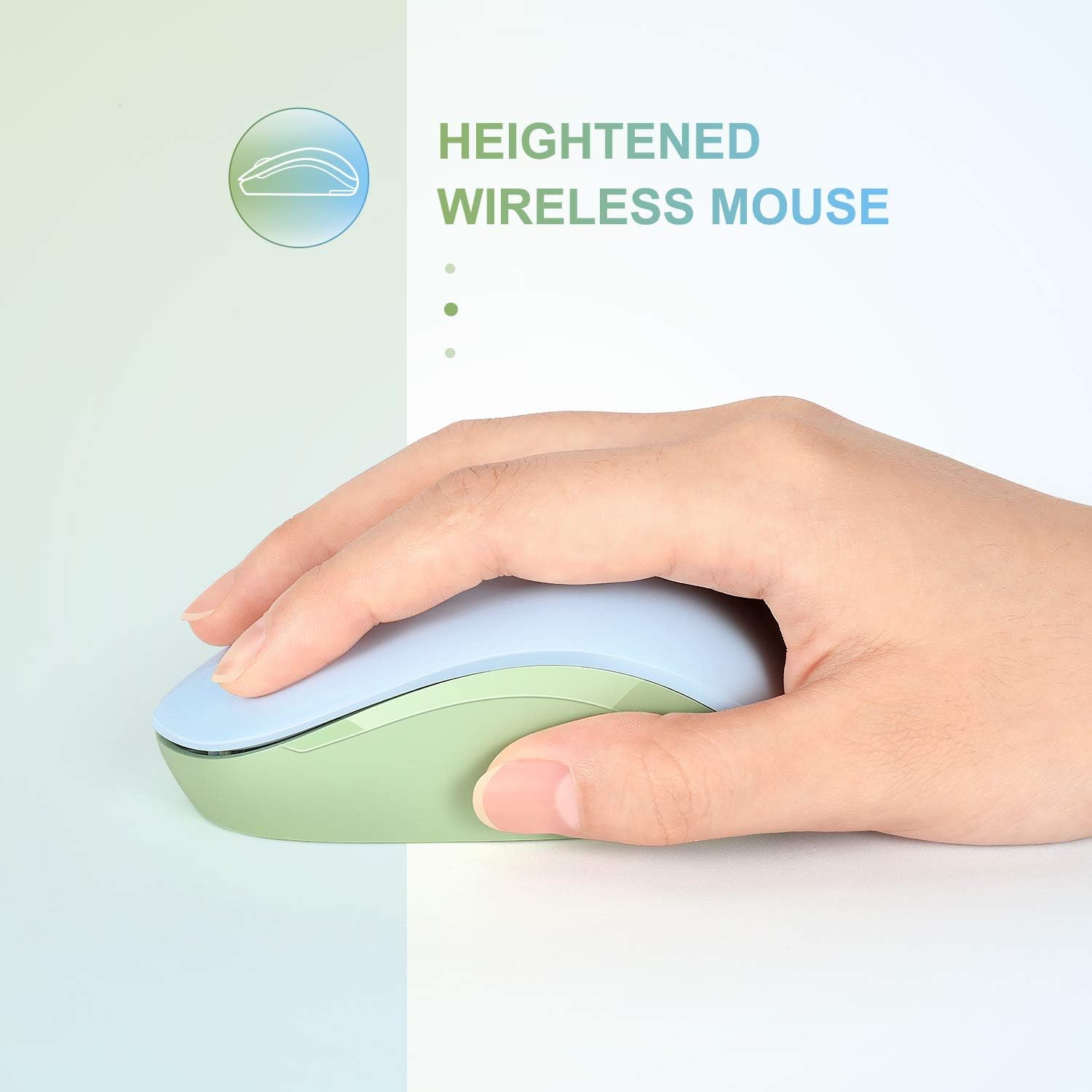 seenda Wireless Mouse, 2.4G Noiseless Mouse with USB Receiver - Portable Computer Mice for PC, Tablet, Laptop with Windows System - Mint Green