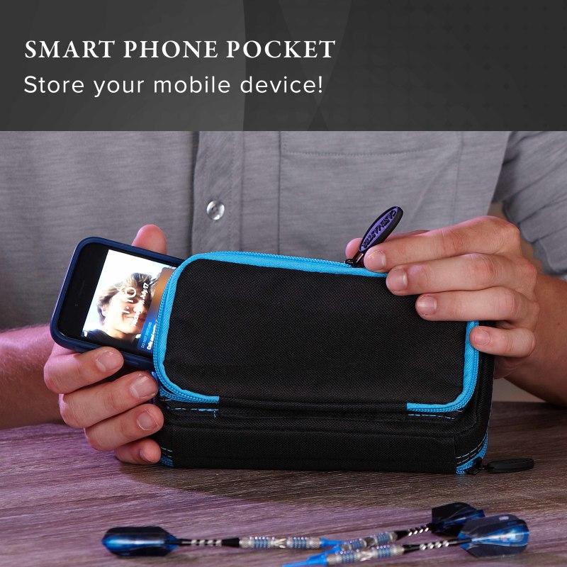 Casemaster Plazma Plus Dart Case Black with Blue Trim and Phone Pocket